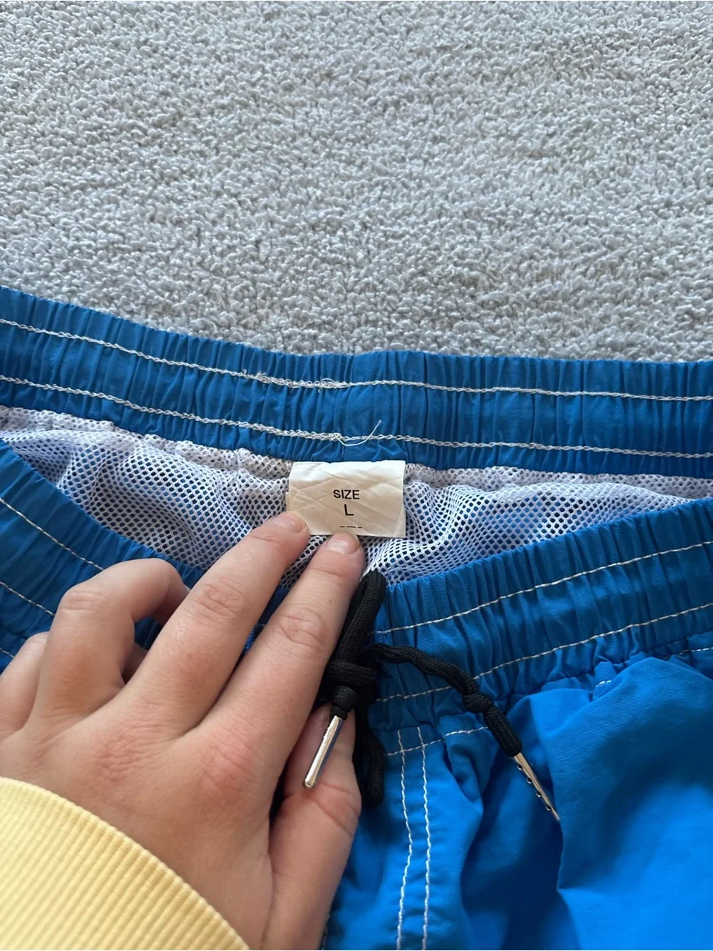 Men's Blue Cargo Swim Shorts with Drawstring Waist